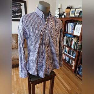 Ralph Lauren Oxford Custom Fit Purple Blue Green Size L
